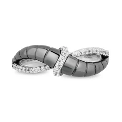 Enchanted Disney Fine Jewelry Black Rhodium over Sterling Silver with 1/6 CTTW Diamond Maleficent Horn Textured Ring