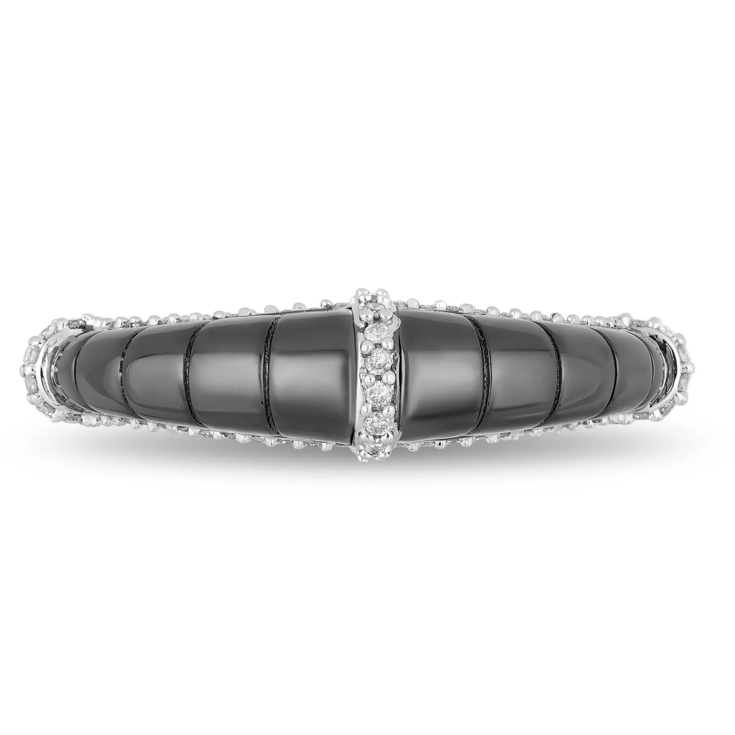 Enchanted Disney Fine Jewelry Sterling Silver with Black Rhodium 1/5 CTTW Maleficent Horn Ring
