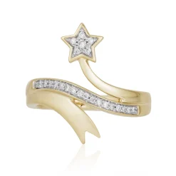Enchanted Disney Fine Jewelry 10K Yellow Gold with 1/10 CTTW Tinker Bell Star Ring