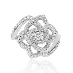 Enchanted Disney Fine Jewelry 14K White Gold 5/8 CTTW Belle Rose Ring