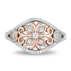 Enchanted Disney Fine Jewelry Sterling Silver and 10K Rose Gold with 1/4 CTTW Jasmine Ring
