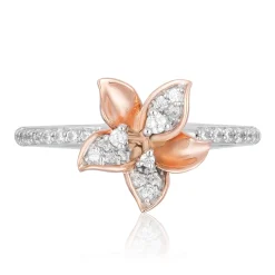 Enchanted Disney Fine Jewelry Sterling Silver and 10K Rose Gold with 1/4 CTTW Diamond Rapunzel Ring