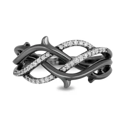 Enchanted Disney Fine Jewelry Black Rhodium over Sterling Silver with 1/6 CTTW Diamond Maleficent Ring