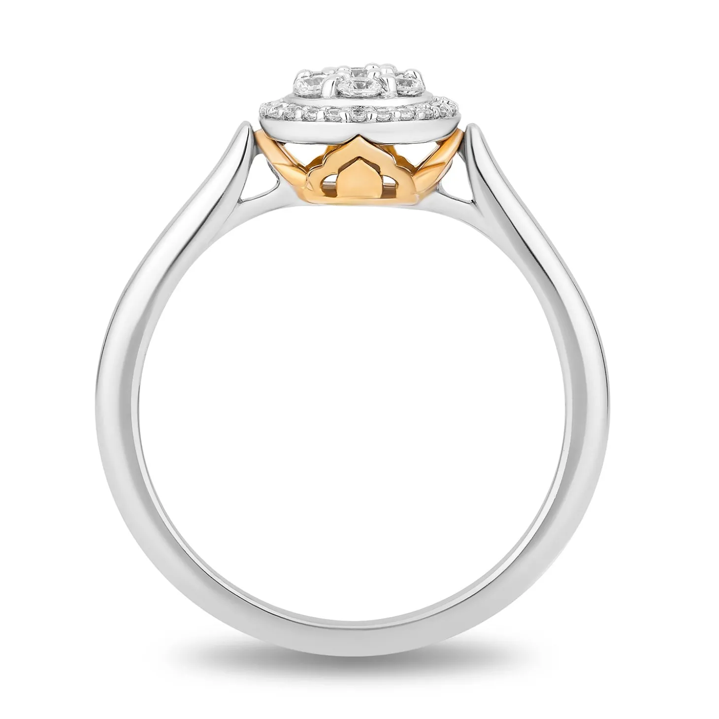 Enchanted Disney Fine Jewelry Sterling Silver and 10K Yellow Gold with 1/4 CTTW Diamonds Jasmine Ring