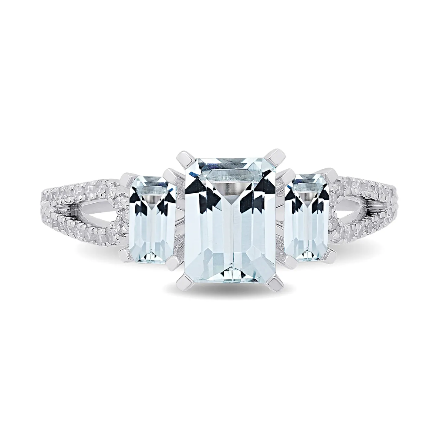 Enchanted Disney Fine Jewelry Sterling Silver with 1/8 CTTW Diamond and Sky Blue Topaz Elsa Ring