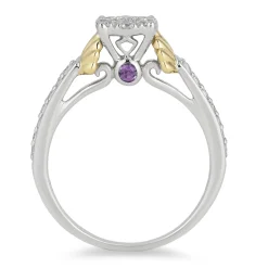 Enchanted Disney Fine Jewelry 10K White Gold and Yellow Gold 1/2 CTTW Diamond And Amethyst Ariel Engagement Ring