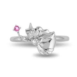Enchanted Disney Fine Jewelry Sterling Silver with Pink Tourmaline Aurora Flora Fairy Ring