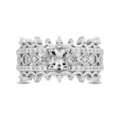 Enchanted Disney Fine Jewelry Sterling Silver with 1/3 CTTW Diamond and White Topaz Majestic Princess Ring