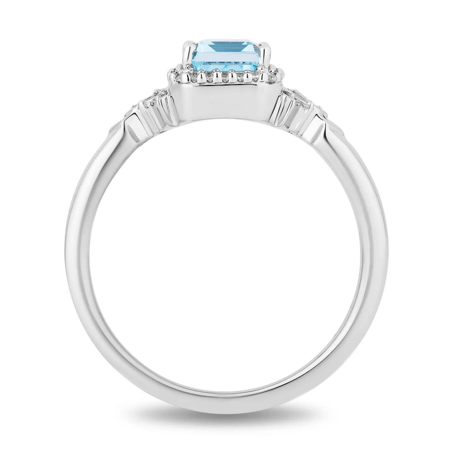 Enchanted Disney Fine Jewelry Sterling Silver with 1/10 CTTW Diamonds and Sky Blue Topaz Elsa Ring