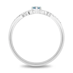 Enchanted Disney Fine Jewelry Sterling Silver with Accent Diamonds and Aquamarine Elsa Ring