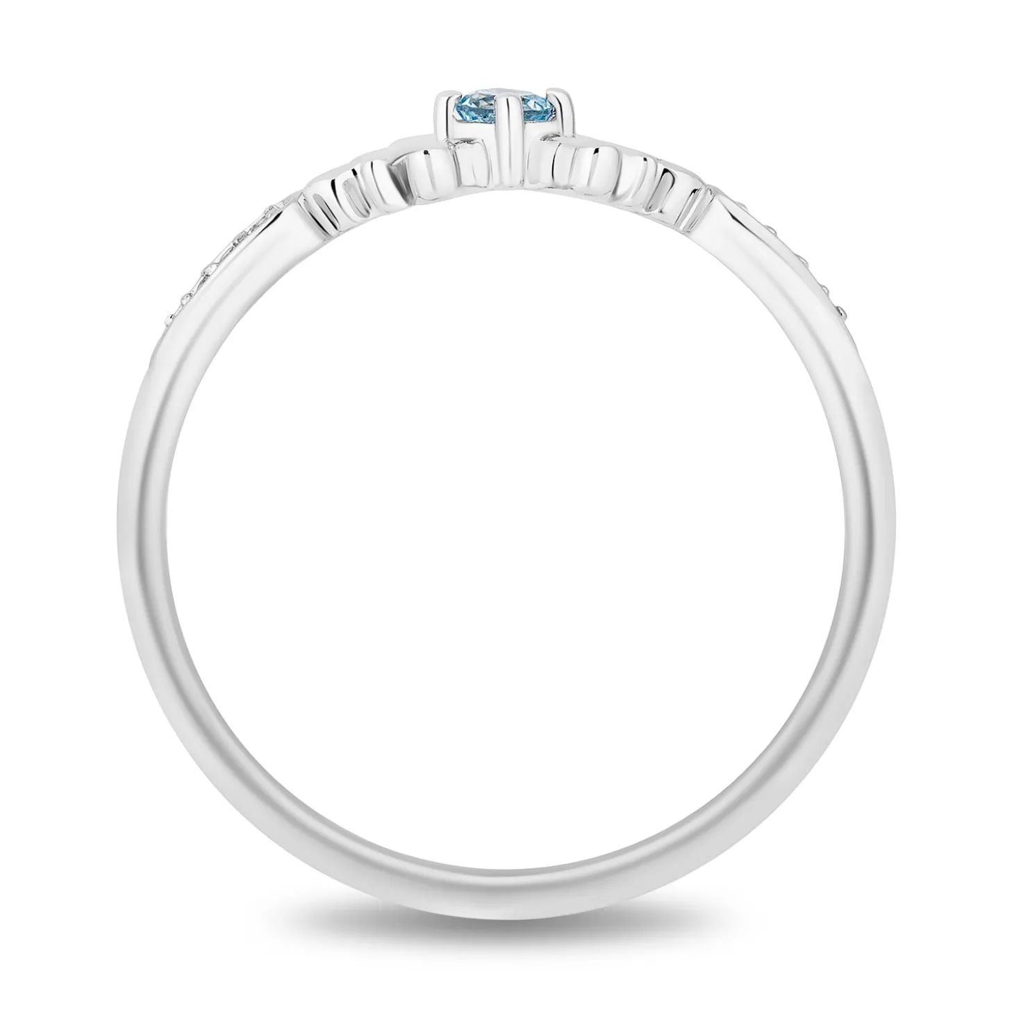 Enchanted Disney Fine Jewelry Sterling Silver with Accent Diamonds and Aquamarine Elsa Ring