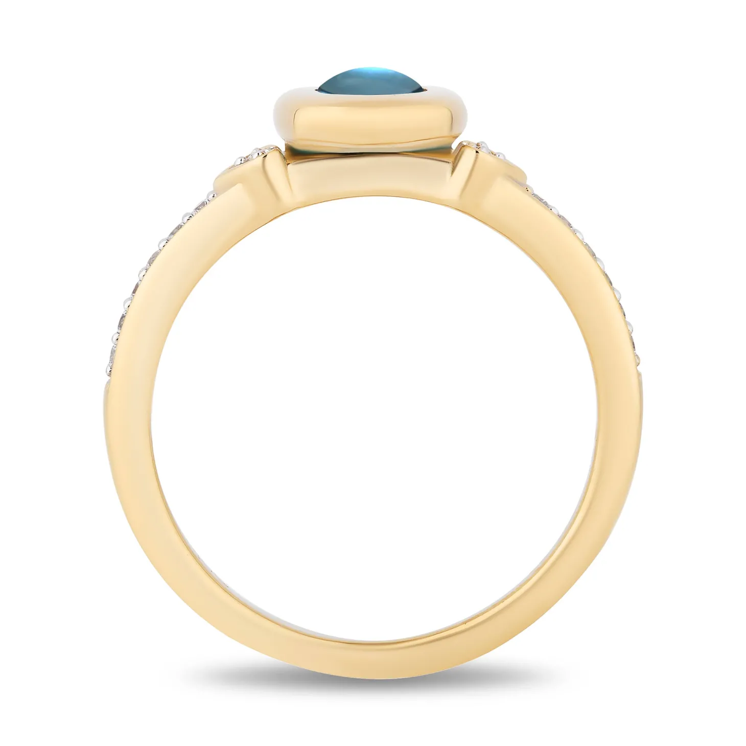 Enchanted Disney Fine Jewelry 14K Yellow Gold Over Sterling Silver with 1/10 CTTW Diamonds and Swiss Blue Topaz Jasmine Ring