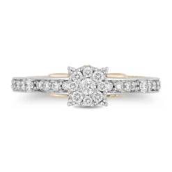 Enchanted Disney Fine Jewelry 14K White Gold and Yellow Gold with 3/8 CTTW Diamond Cinderella Carriage Engagement Ring
