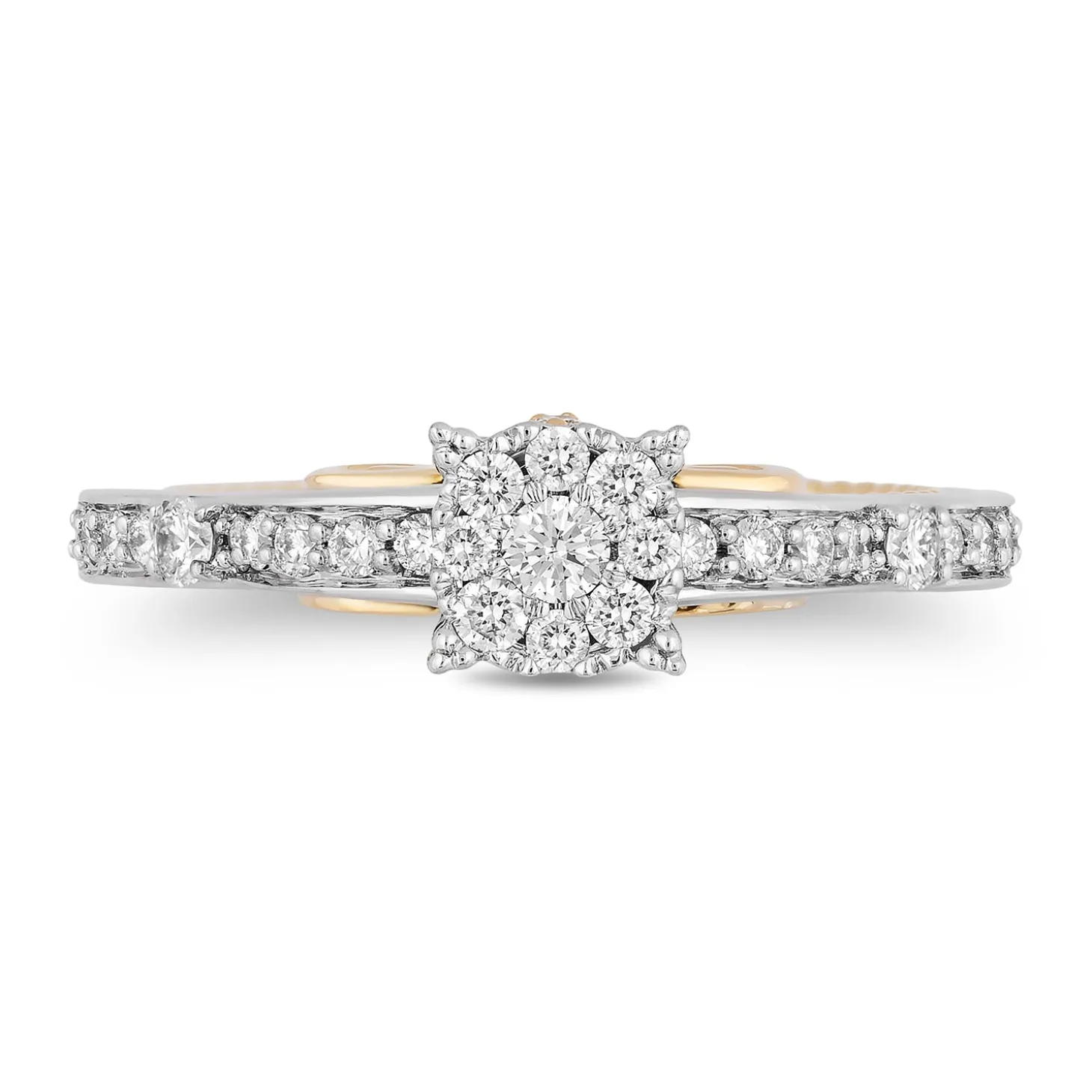 Enchanted Disney Fine Jewelry 14K White Gold and Yellow Gold with 3/8 CTTW Diamond Cinderella Carriage Engagement Ring