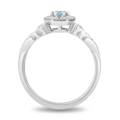 Enchanted Disney Fine Jewelry Sterling Silver with 1/5 CTTW Diamonds and Sky Blue Topaz Elsa Ring