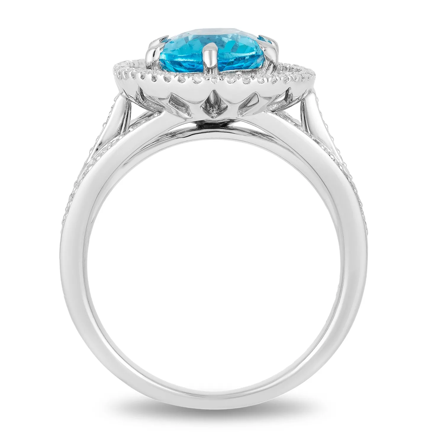 Enchanted Disney Fine Jewelry Sterling Silver with 1/4 CTTW Diamonds and Swiss Blue Topaz Jasmine Ring