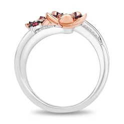 Enchanted Disney Fine Jewelry 14K Rose Gold Over Sterling Silver with 1/20 CTTW Diamonds With Created Opal Mulan Ring