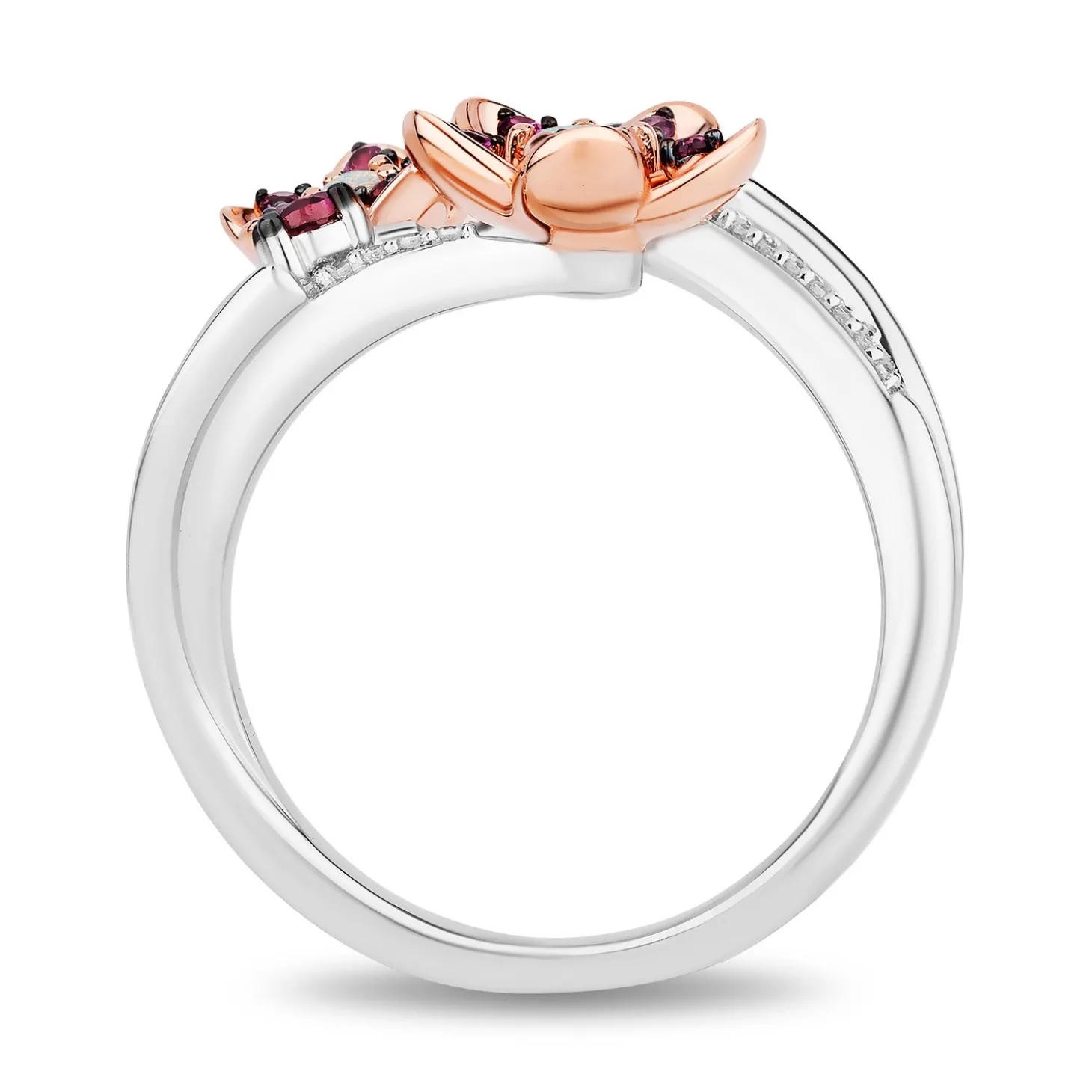 Enchanted Disney Fine Jewelry 14K Rose Gold Over Sterling Silver with 1/20 CTTW Diamonds With Created Opal Mulan Ring