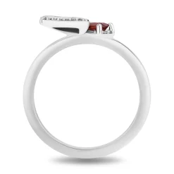 Enchanted Disney Fine Jewelry 14K Rose Gold Over Sterling Silver with 1/10 CTTW Diamonds and Red Garnet Mulan Stackable Ring