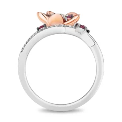 Enchanted Disney Fine Jewelry 14K Rose Gold Over Sterling Silver with 1/10 CTTW Diamonds With Created Opal Mulan Ring