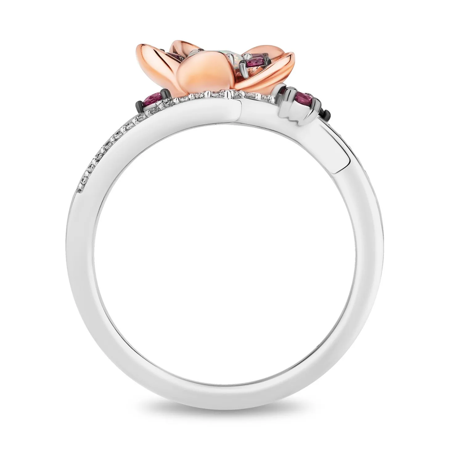 Enchanted Disney Fine Jewelry 14K Rose Gold Over Sterling Silver with 1/10 CTTW Diamonds With Created Opal Mulan Ring