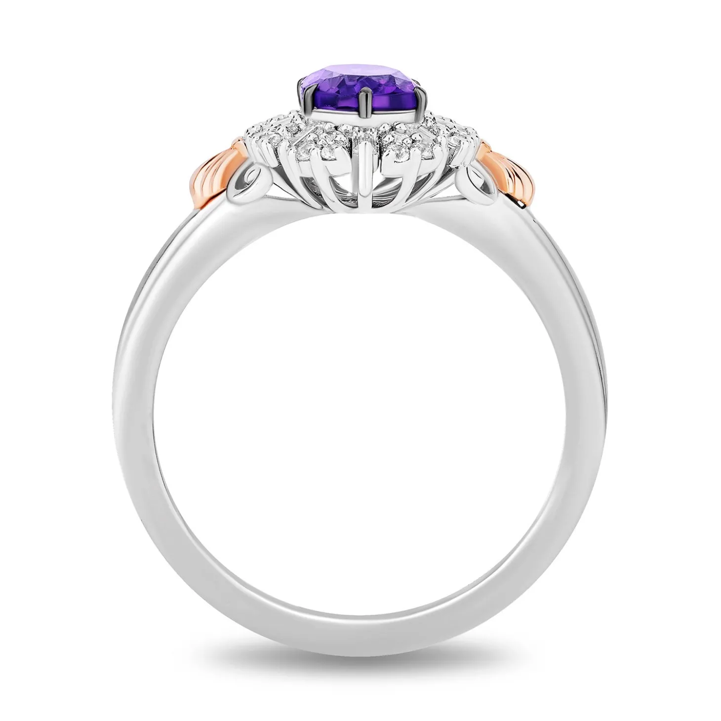 Enchanted Disney Fine Jewelry 14K Rose Gold Over Sterling Silver with 1/5 CTTW Diamond Ariel Ring