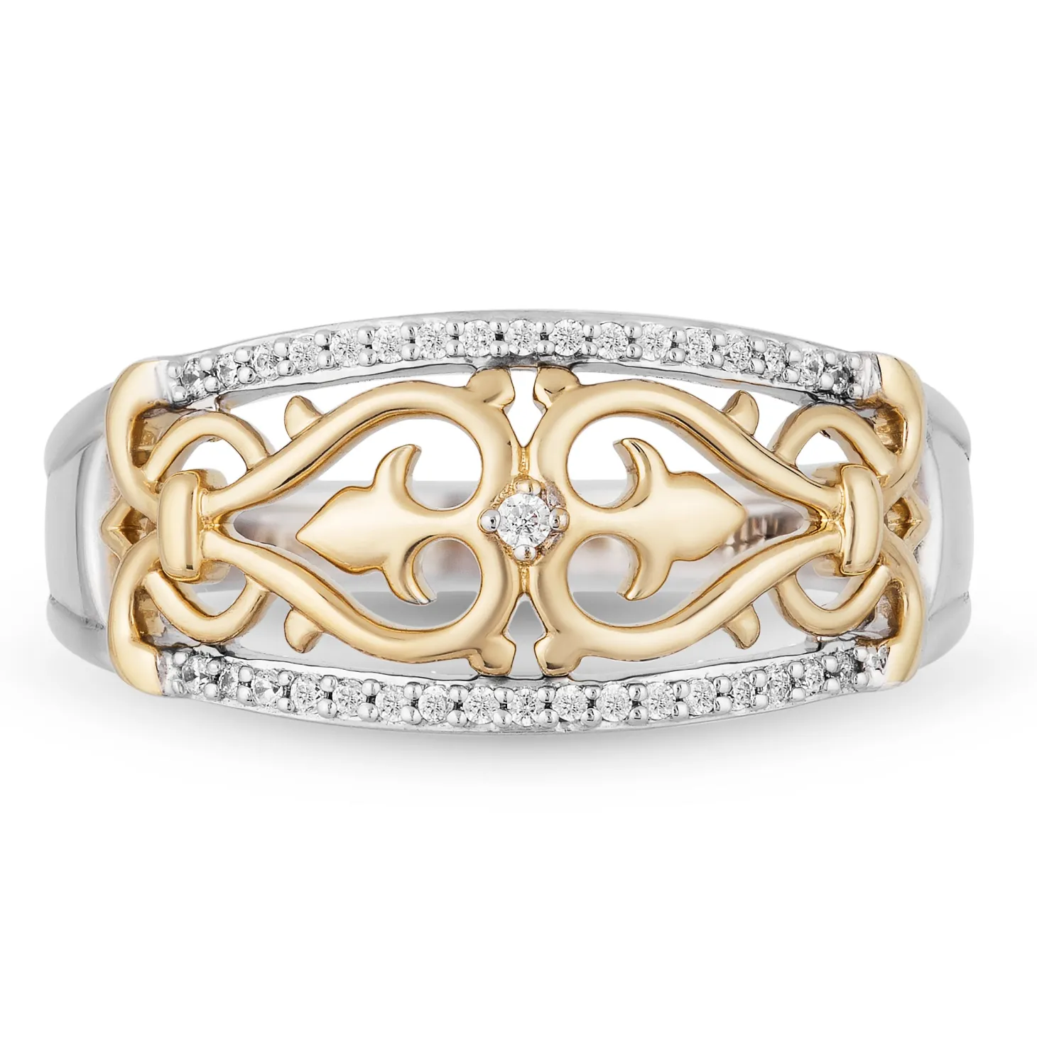 Enchanted Disney Fine Jewelry 14K Yellow Gold over Sterling Silver with 1/10 CTTW Jasmine Aladdin Live Action Ring