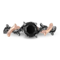 Enchanted Disney Fine Jewelry 14K Rose Gold and White Gold with Black Rhodium 9/10 CTTW Black Diamond Maleficent Engagement Ring