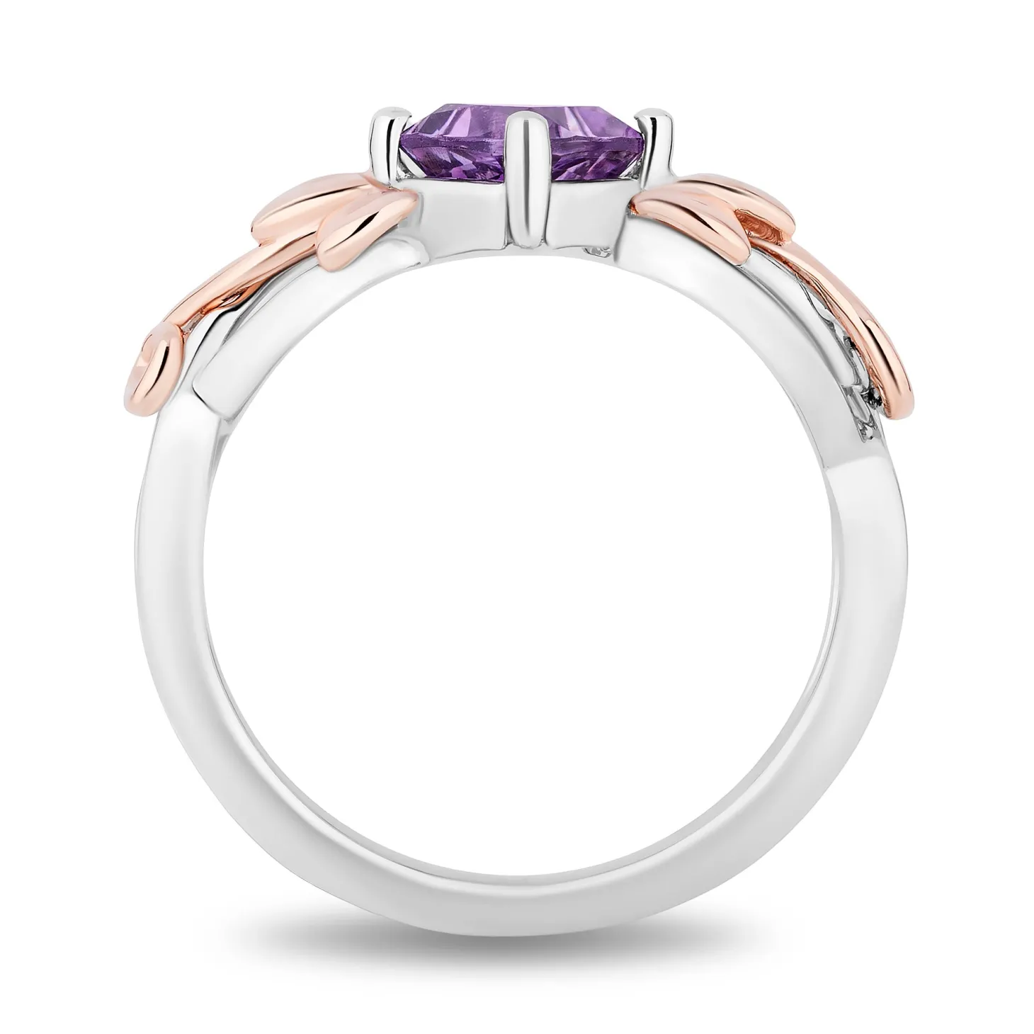Enchanted Disney Fine Jewelry Sterling Silver and 10K Rose Gold with Amethsyt Rapunzel Ring