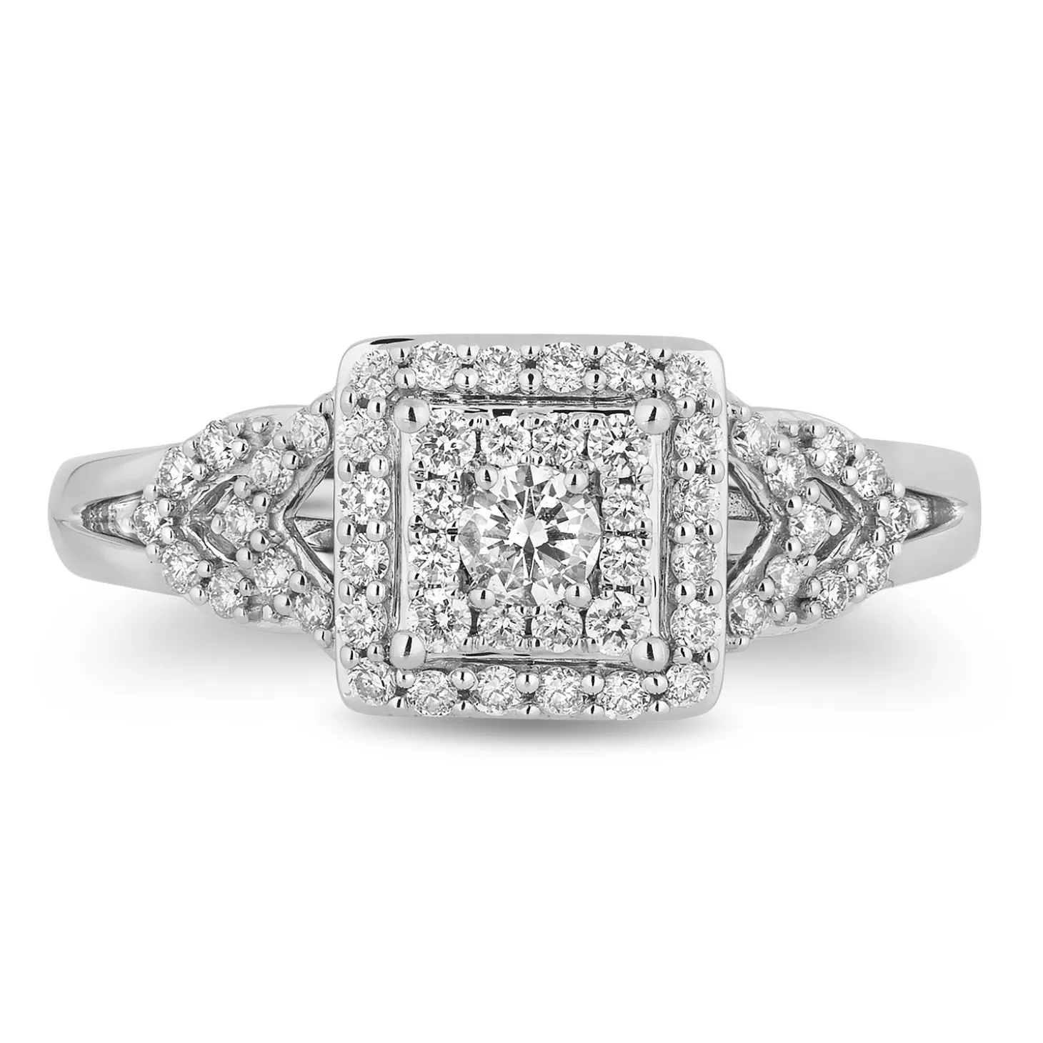 Enchanted Disney Fine Jewelry 14K White Gold and Yellow Gold with 1/2 CTTW Diamond Pocahontas Engagement Ring