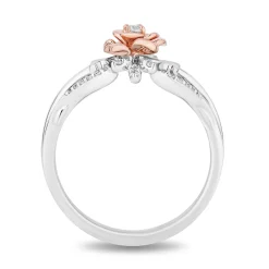 Enchanted Disney Fine Jewelry 14K Rose Gold Over Sterling Silver with 1/6 CTTW Diamonds Belle Ring