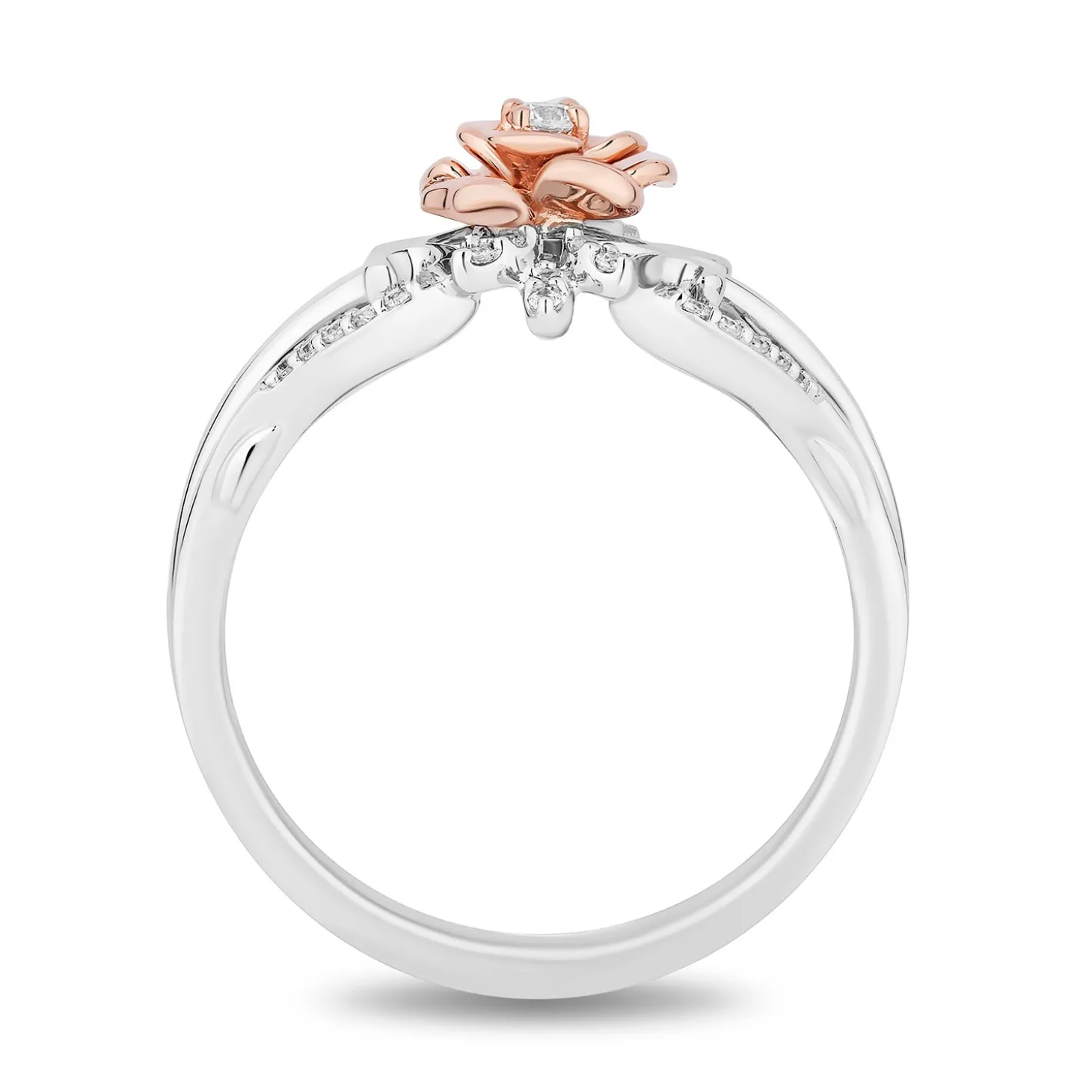 Enchanted Disney Fine Jewelry 14K Rose Gold Over Sterling Silver with 1/6 CTTW Diamonds Belle Ring
