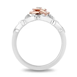 Enchanted Disney Fine Jewelry 14K Rose Gold Over Sterling Silver with 1/10 CTTW Diamonds Belle Rose Ring