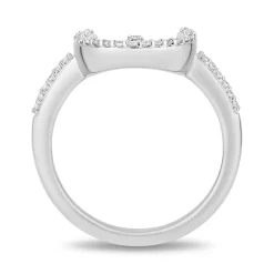 Enchanted Disney Fine Jewelry  Black Rhodium Over Sterling Silver and 10K Yellow Gold with 1/6 CTTW Diamonds and Swiss Blue Topaz Jasmine Moon with Star Ring