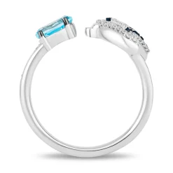 Enchanted Disney Fine Jewelry Sterling Silver with 1/6 CTTW Diamonds and Swiss Blue Topaz Moana Ring