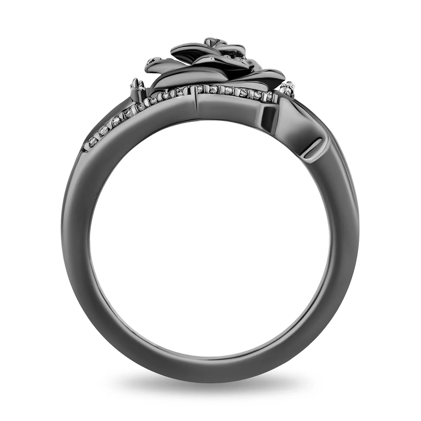 Enchanted Disney Fine Jewelry Black Rhodium Over Sterling Silver with 1/5 CTTW Diamonds Maleficent Ring