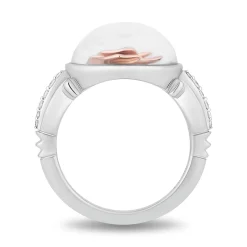 Enchanted Disney Fine Jewelry Sterling Silver and 10K Rose Gold with 1/10 CTTW Diamonds Belle Ring