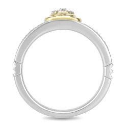 Enchanted Disney Fine Jewelry Sterling Silver and 10K Yellow Gold 1/10 CTTW Tiana Water Lily Ring