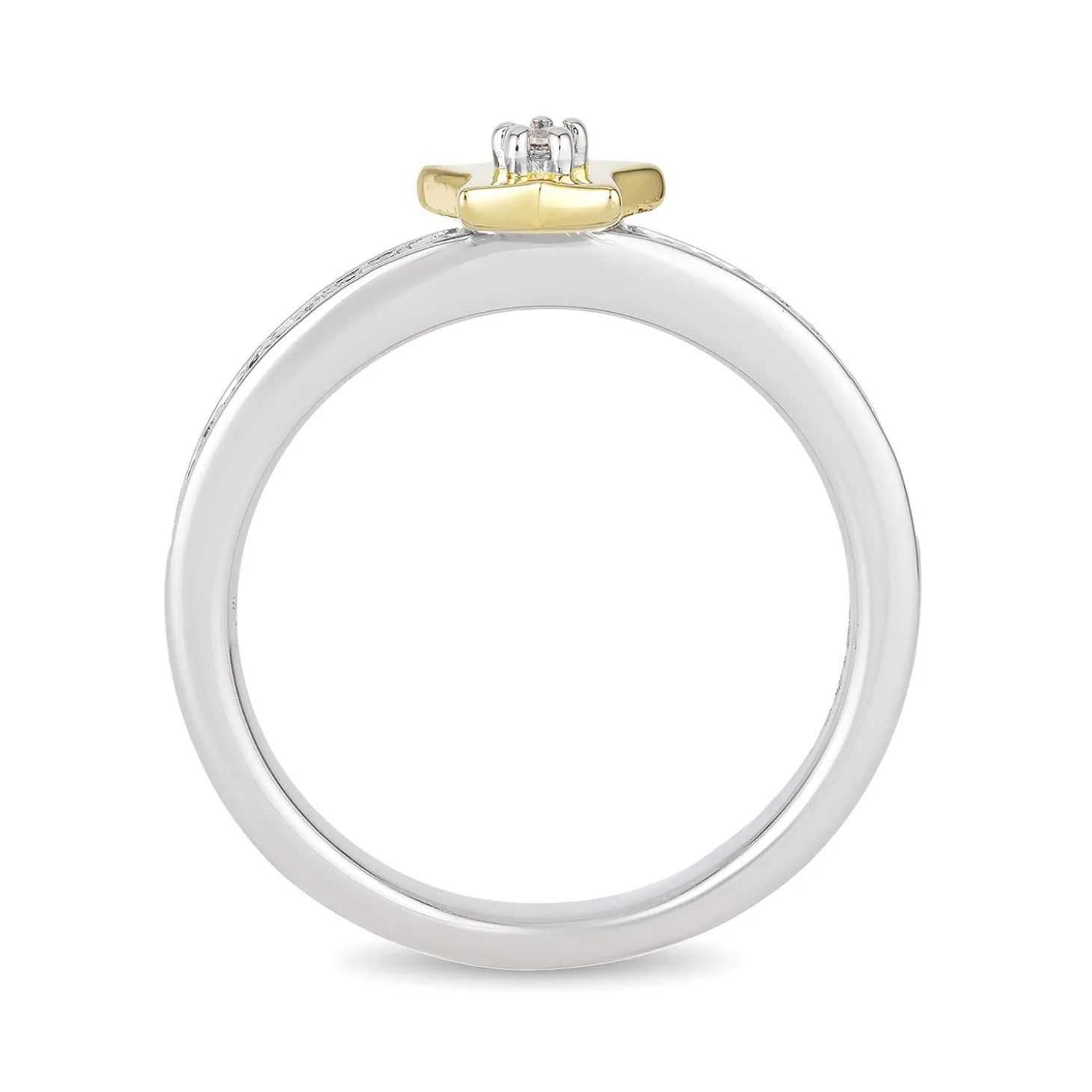 Enchanted Disney Fine Jewelry Sterling Silver and 10K Yellow Gold 1/10 CTTW Tinker Bell Ring