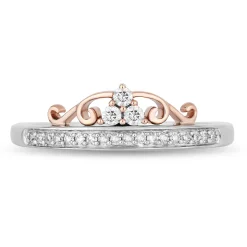Enchanted Disney Fine Jewelry 10K White Gold and Rose Gold with 1/6 CTTW Diamond Majestic Princess Tiara Ring