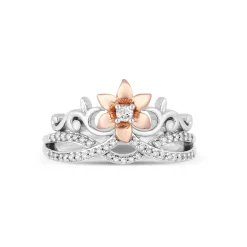 Enchanted Disney Fine Jewelry 14K Rose Gold Over Sterling Silver with 1/5 CTTW Diamond Rapunzel Fashion Ring