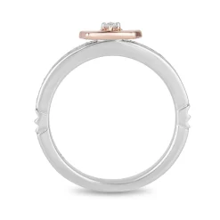 Enchanted Disney Fine Jewelry Sterling Silver and 10K Rose Gold 1/10 CTTW Aurora Tiara Ring