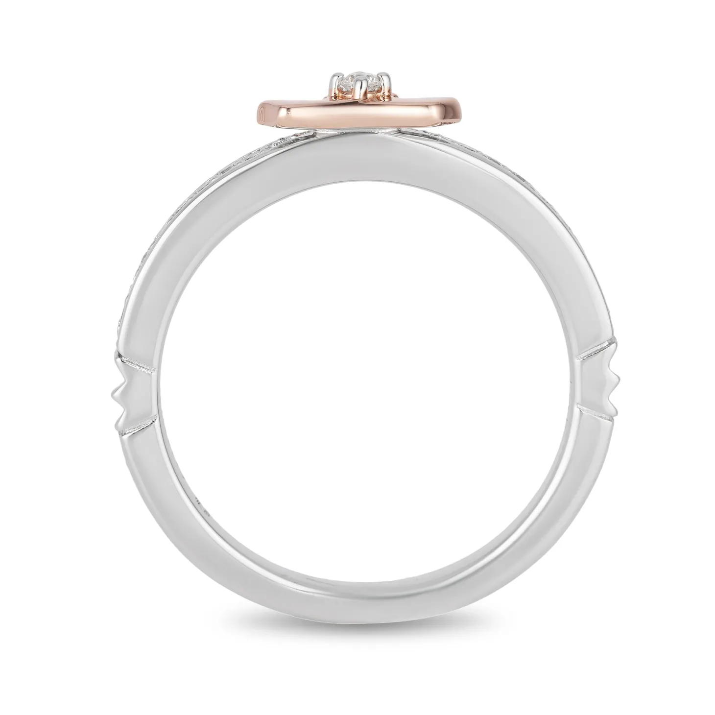 Enchanted Disney Fine Jewelry Sterling Silver and 10K Rose Gold 1/10 CTTW Aurora Tiara Ring