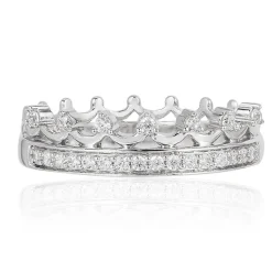 Enchanted Disney Fine Jewelry Sterling Silver 1/5 CTTW Disney Majestic Princess Crown Ring