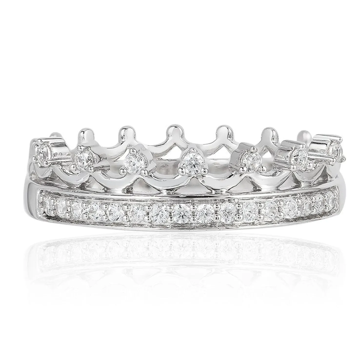 Enchanted Disney Fine Jewelry Sterling Silver 1/5 CTTW Disney Majestic Princess Crown Ring