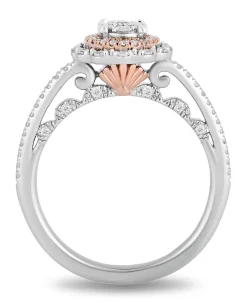 Enchanted Disney Fine Jewelry 14K White Gold and Rose Gold with 1/2 CTTW Diamonds Ariel Seashell Engagement Ring