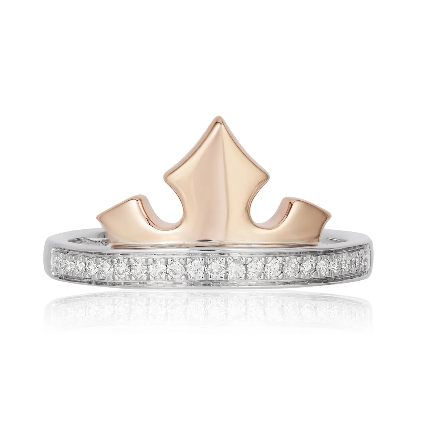 Enchanted Disney Fine Jewelry Sterling Silver and 10k Rose Gold 1/10 CTTW Aurora Tiara Ring