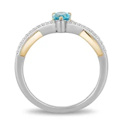 Enchanted Disney Fine Jewelry Sterling Silver and 10K Yellow Gold 1/10 CTTW And Swiss Blue Topaz Aladdin Live Action Ring