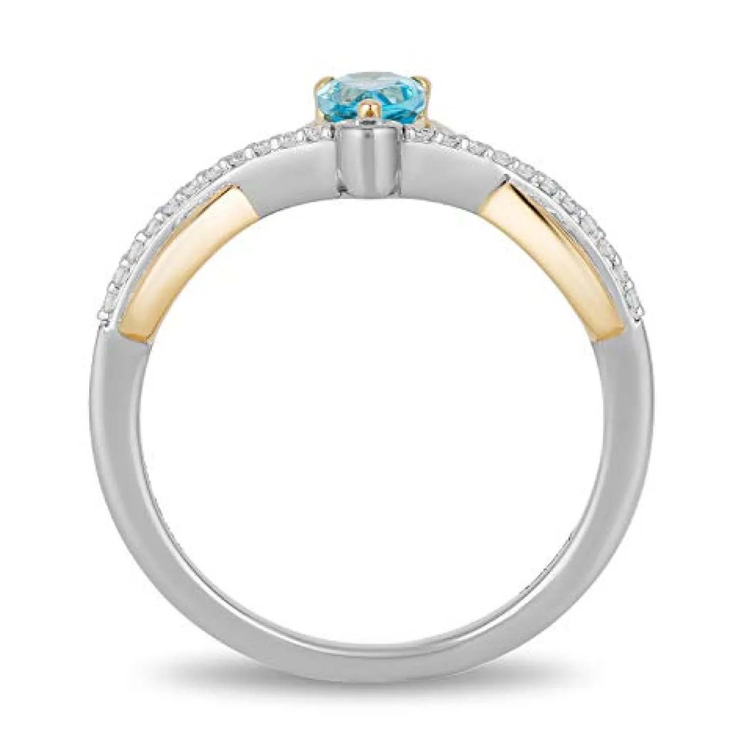 Enchanted Disney Fine Jewelry Sterling Silver and 10K Yellow Gold 1/10 CTTW And Swiss Blue Topaz Aladdin Live Action Ring