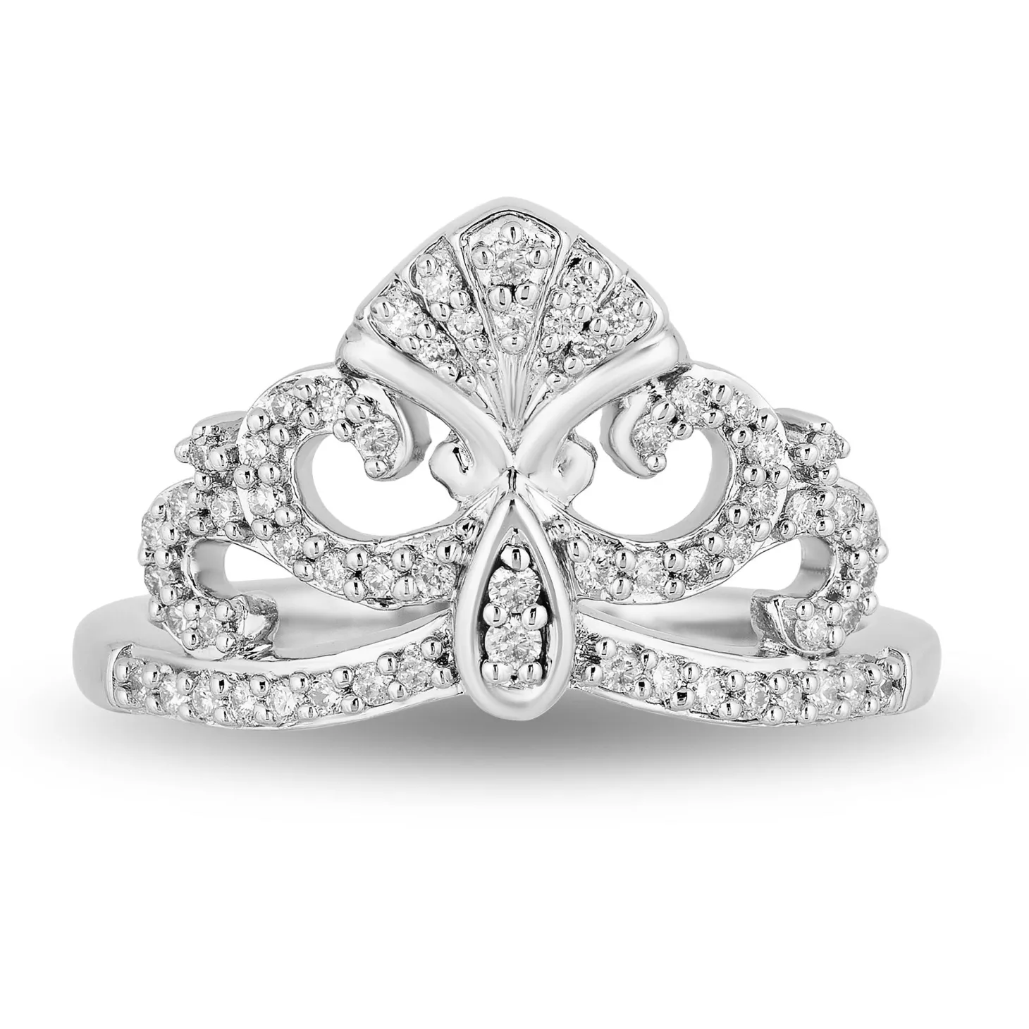 Enchanted Disney Fine Jewelry Sterling Silver 1/4 CTTW Ariel Shell Ring